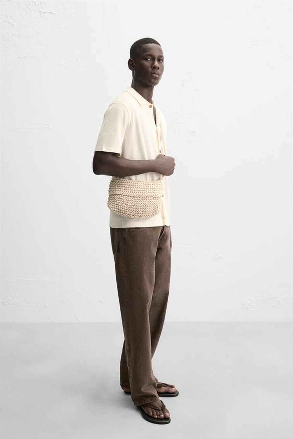 ZARA СУМКА ИЗ МАКРАМЕ, ЭКРЮ