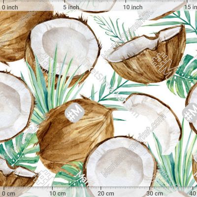 Тропические кокосы - акварельный паттерн by Tkachi 222 DPI