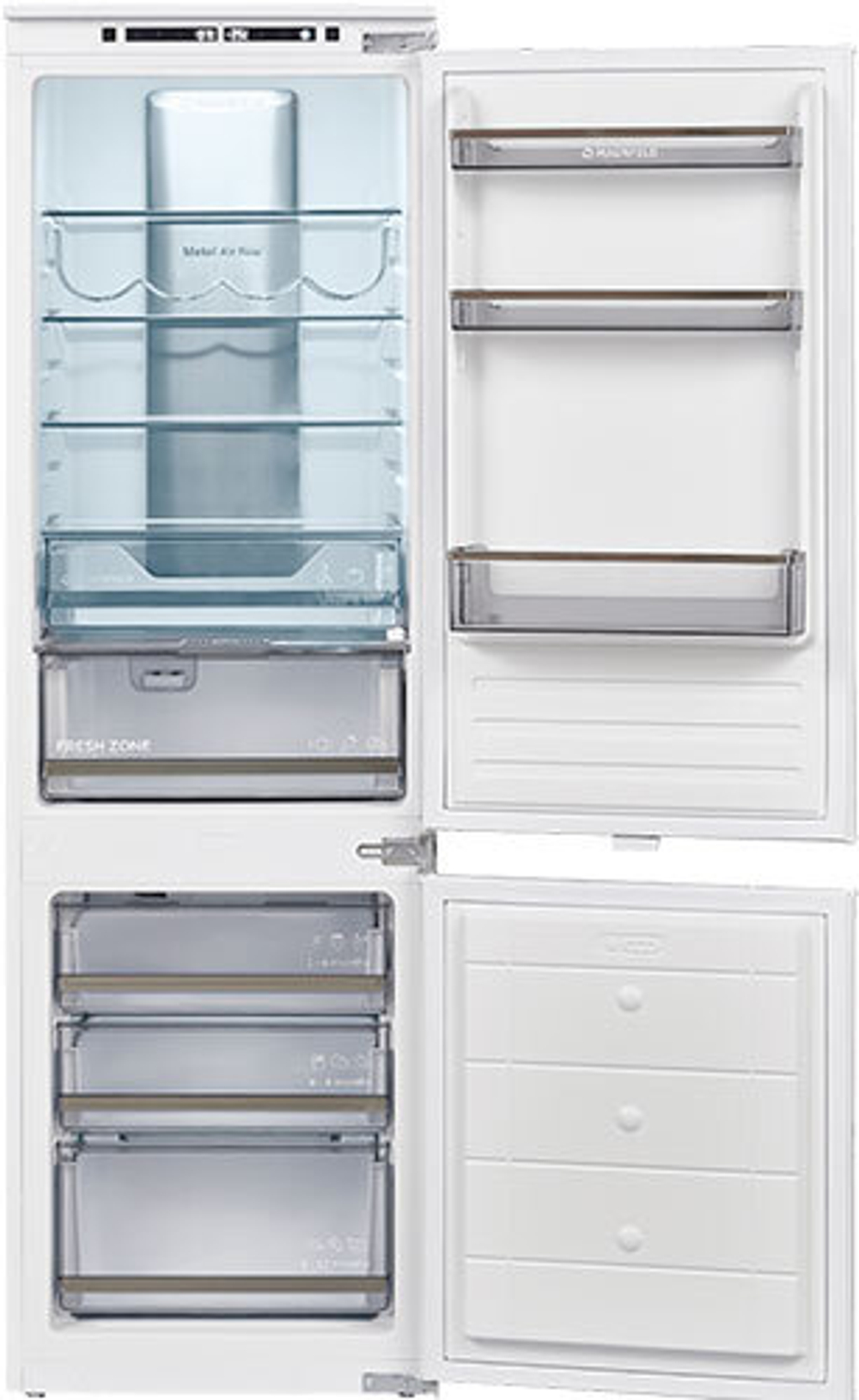 Встраиваемый двухкамерный холодильник Maunfeld MBF177NFWHGR Inverter