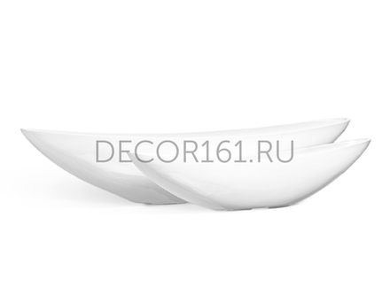 Кашпо-ваза TREEZ Effectory Gloss Лодка длинная Белый глянцевый лак в-20 см, ш-18 см, д-90 см 4/4 41.3321-05-053-WH-20/90