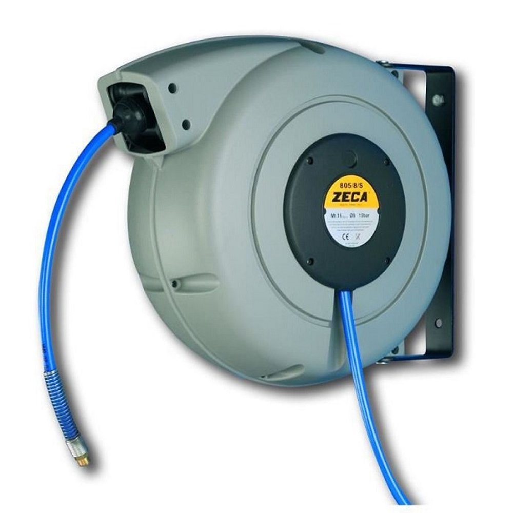 Катушка для воздуха с самоубирающимся шлангом, диаметр 8 мм., 16 метров, 15 бар, ZECA (Италия)