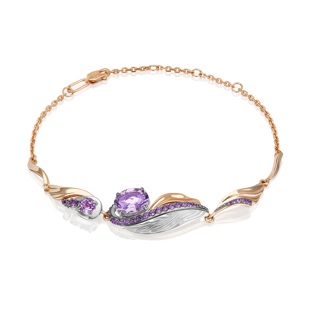 Браслет «Стихия Воздуха» из комбинированного золота c аметистами Артикул: 05-0797-00-203-1111