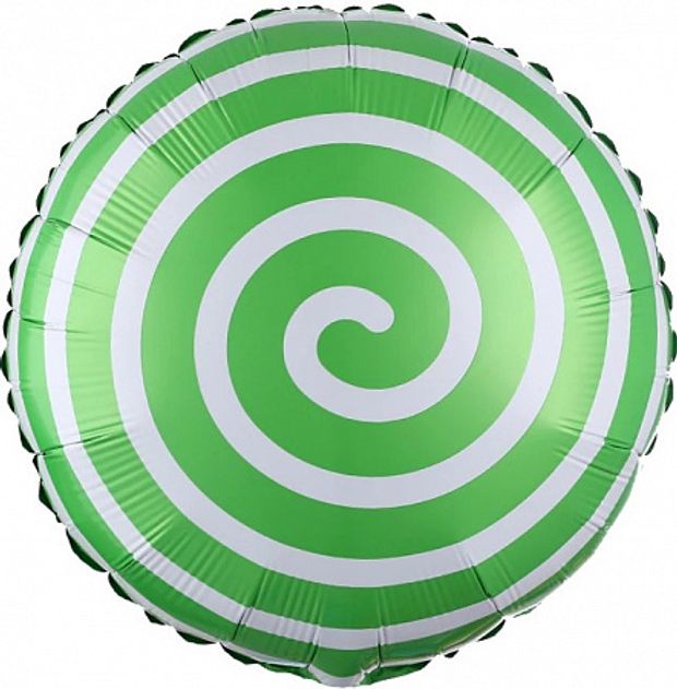 К Шар круг 18" / 45 см "Леденец. Спираль" зеленый (Falali) (БГ-15)