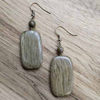 Серьги Бригантина, дерево, цвет серо-коричневый, 18x38 мм 313207