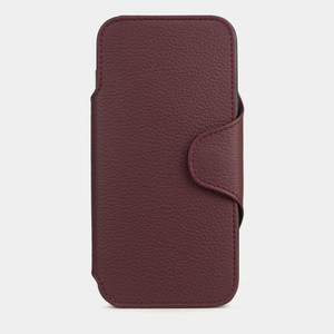 Чехол с кардхолдером для iPhone 17 Pro Max из кожи теленка, бордового цвета