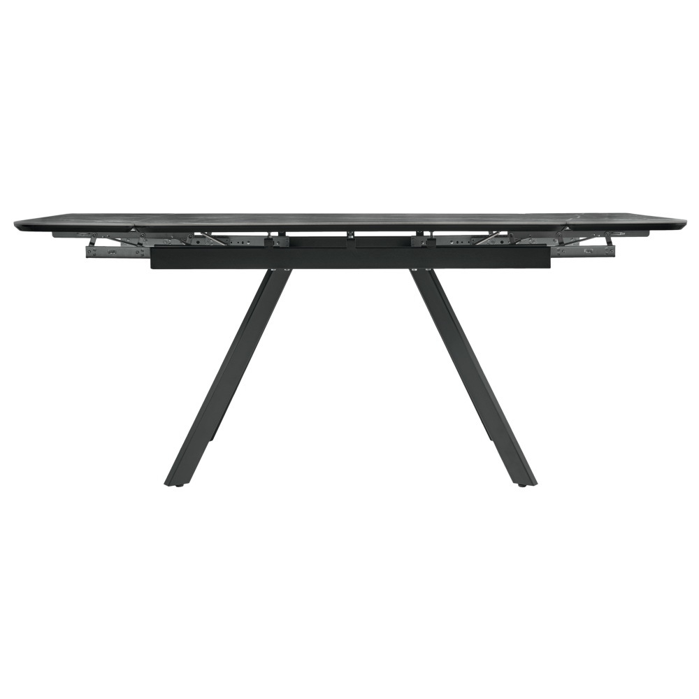 Стол Arthur раскладной 120-184x80x75см, керамогранит серый мрамор Greys Grey, чёрный