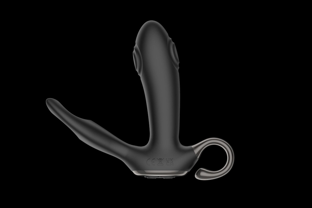 Черный вибромассажер простаты с эффектом маятника и пультом ДУ - 16 см. (Цвет: черный)