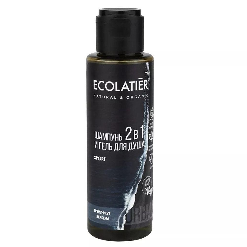 ECOLATIER Мужской гель для душа и шампунь 2в1 Грейпфрут и вербена 100 мл (79032)