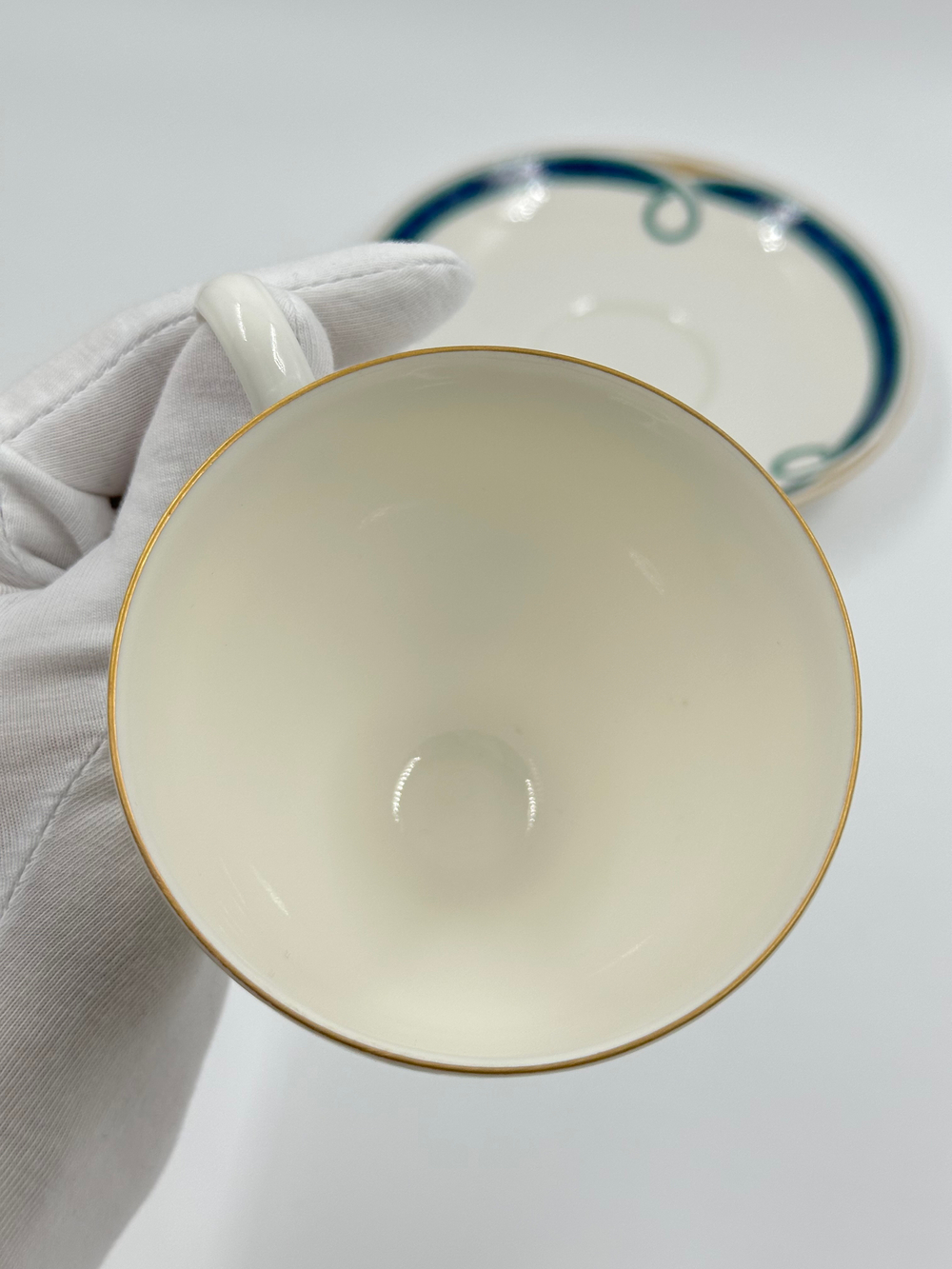 Чайная пара с сине-зелёной каймой Givenchy by Yamaka