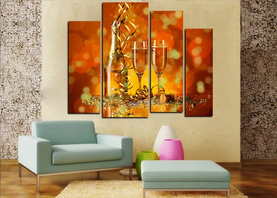 Модульная картина "Брызги шампанского"