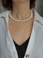 Чокер memory из белого жемчуга Майорка и барочных жемчужин, оттенок серебро