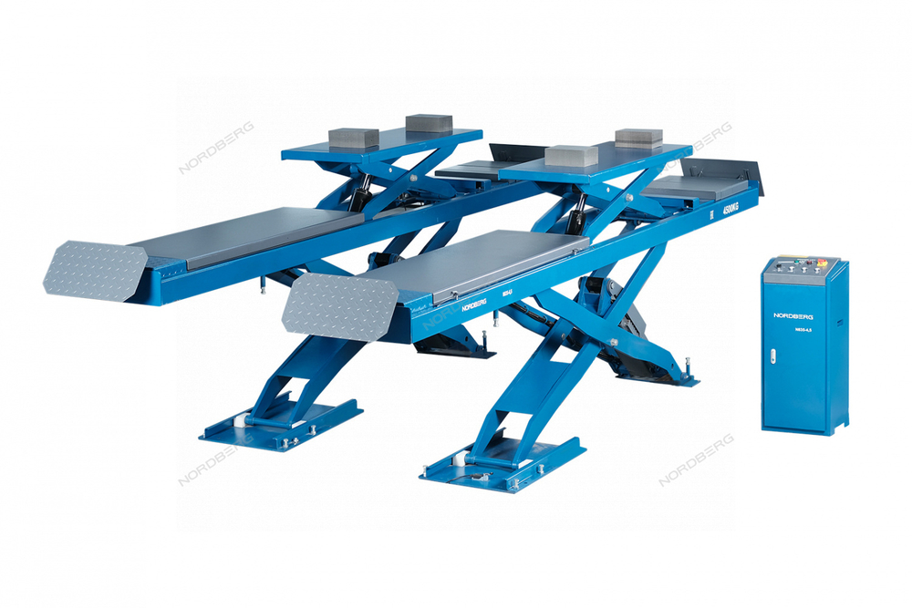 Подъемник ножничный для сход-развала 4,5 т, 380 В, 2 уровня, аварийное опускание, синий NORDBERG N63