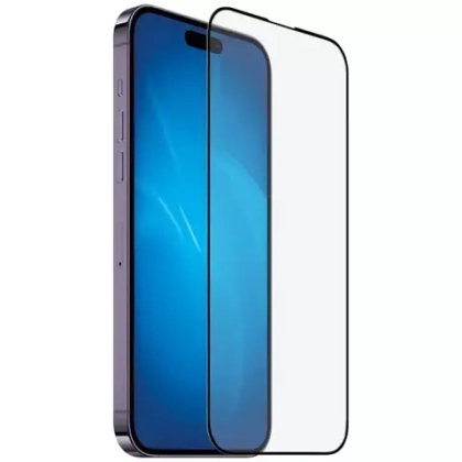 Закаленное стекло с цветной рамкой (fullscreen+fullglue) для iPhone 14 Pro Max DF iColor-34 (black)