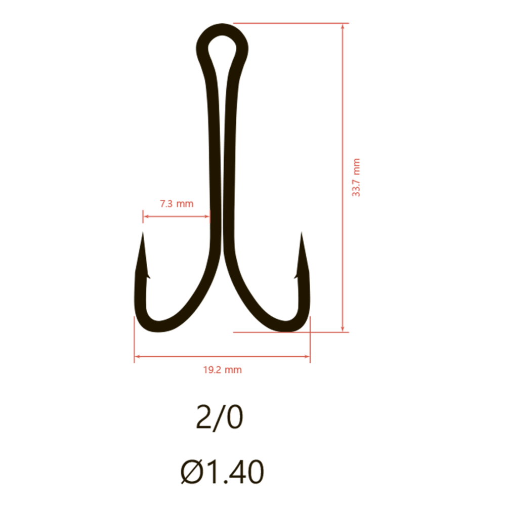 Крючки Saikyo двойн.Normal Shank KH-11041  №2/0 BN (100шт)