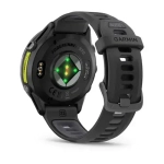 Умные часы Garmin Forerunner 970 угольно-серый DLC Titanium с черным корпусом и черным/прозрачным белым ремешком