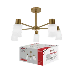 Люстра под лампу CLASSIC KINLI-СN-5E27WH-LT 5xЕ27 матовый плафон, латуный корпус IN HOME