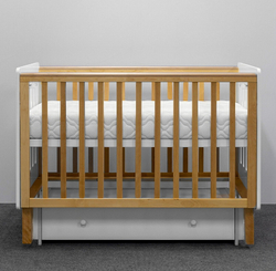 Кровать Antemi Mari 120х60 с ящиком Ник 14 б/д Белый/Дерево + НиК 16 б Белый