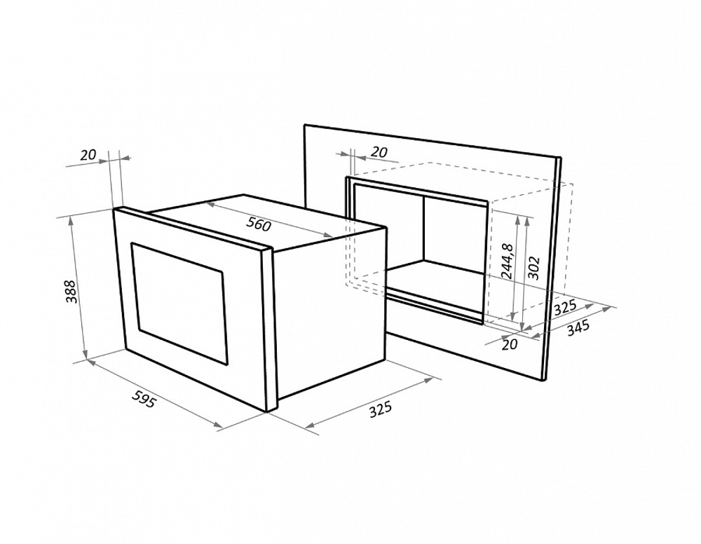 Микроволновая печь встраиваемая MAUNFELD MBMO.20.1PGB