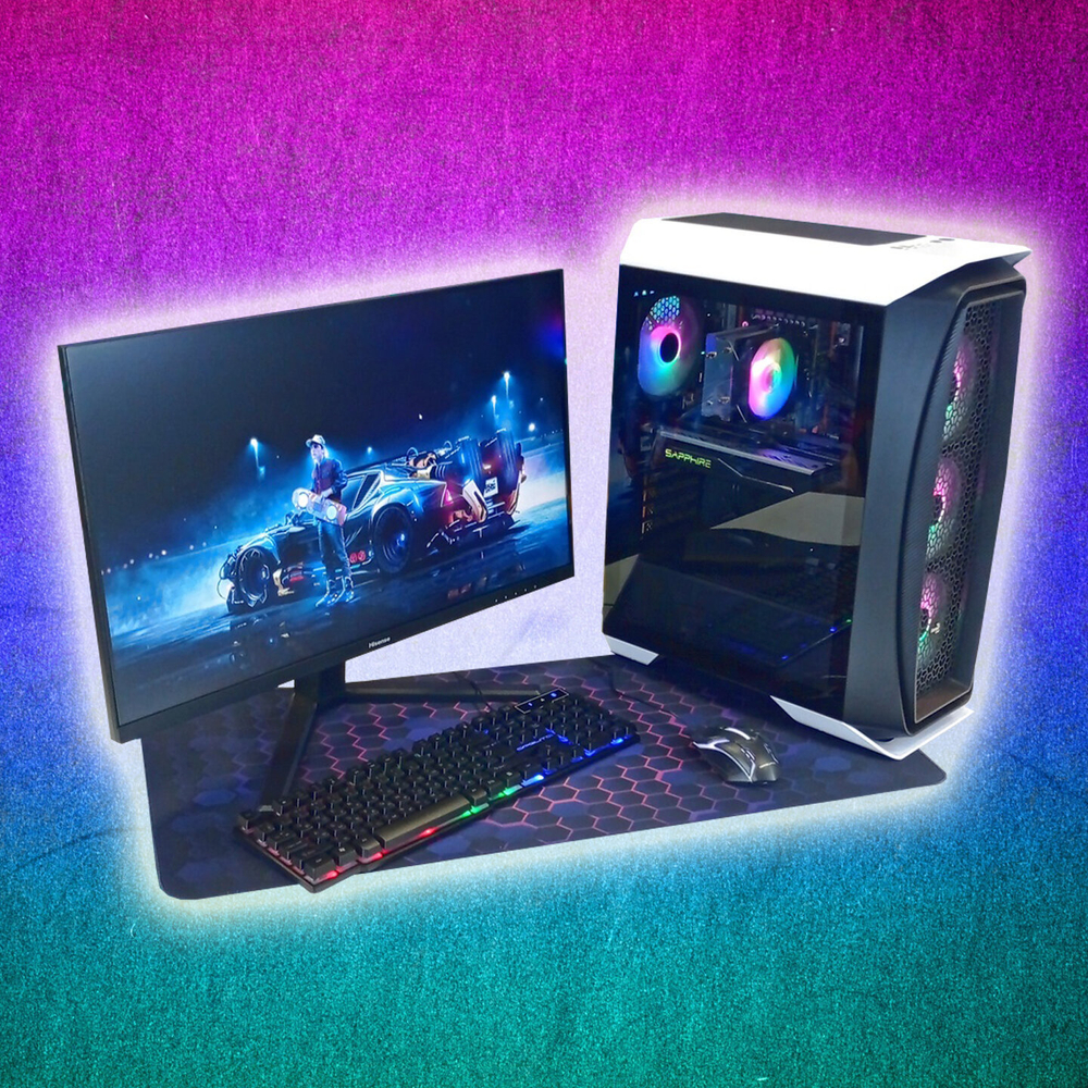 Игровой компьютер с монитором 27 дюйма, i7-10700, ОЗУ-32GB, AMD Radeon RX580 8GB, SSD 1 TB, Windows 11