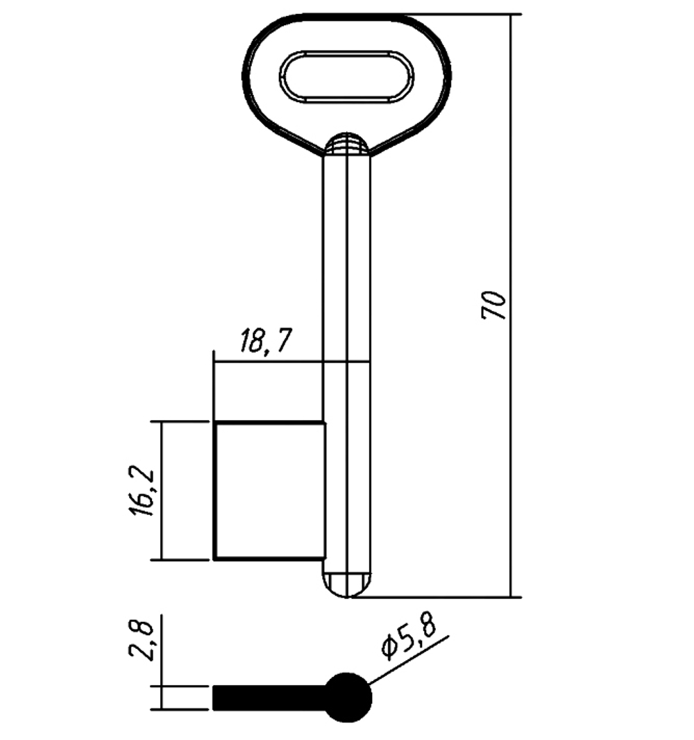 Заготовка сувальдного ключа 14201 GPZ4D (желтый)