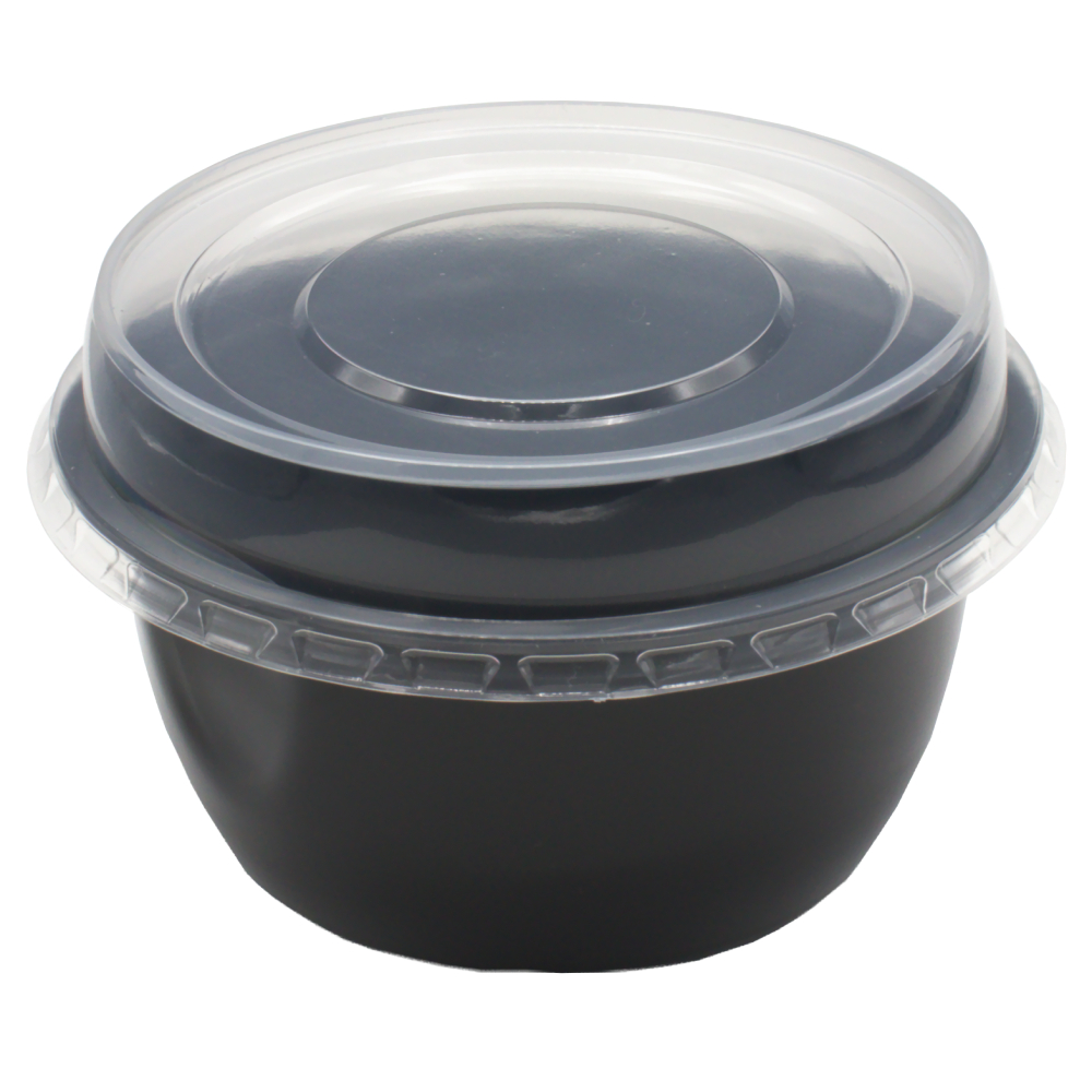Одноразовые контейнеры круглые 500мл D=132мм Выс:62мм чёрные ПП (50/600шт)