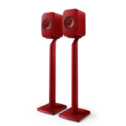 KEF LSX II Lava Red активная беспроводная полочная акустика (Пара) + S1 Floor Stand напольные стойки (Пара)