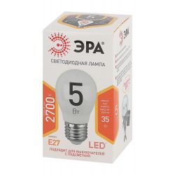 Лампочка светодиодная ЭРА STD LED P45-5W-827-E27 E27 / Е27 5Вт шар теплый белый свeт