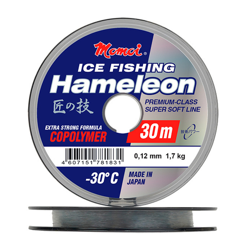 Леска Hameleon ICE Fishing 0,12 мм., 1,7 кг, 30 м, серебряная
