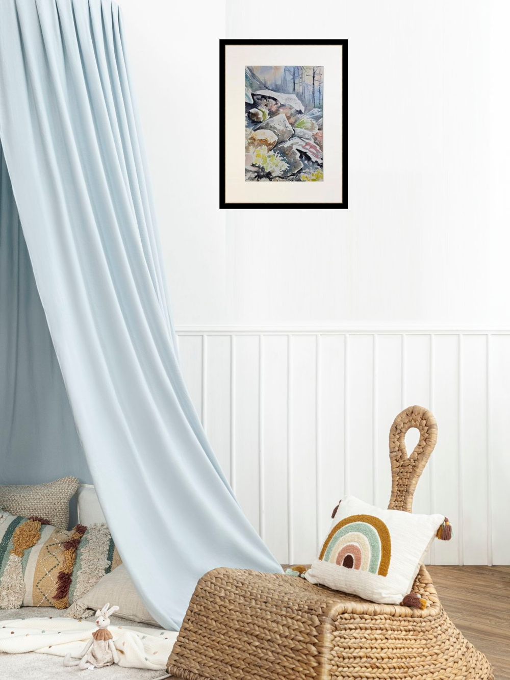 Картина авторская акварельная в паспарту 30х40 см на стену для интерьера "Земля Карелии"