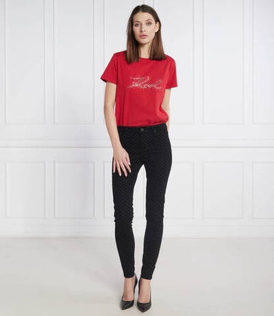 футболка rhinestone Karl Lagerfeld - красный(230W1713)