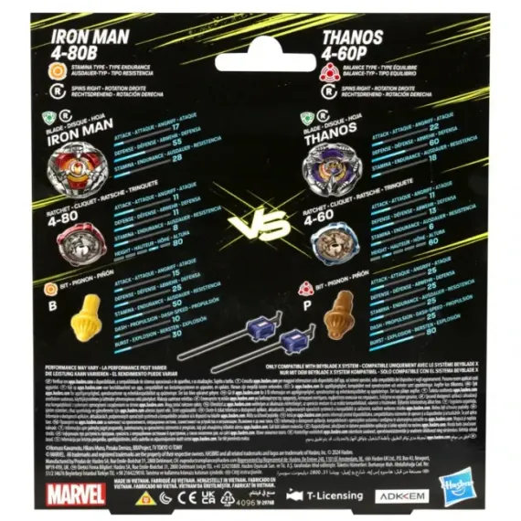 Набор волчков Iron Man and Thanos Multipack Set BX00 Takara Tomy