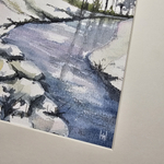 Картина авторская акварельная в паспарту 21х30 см на стену для интерьера "Речка"