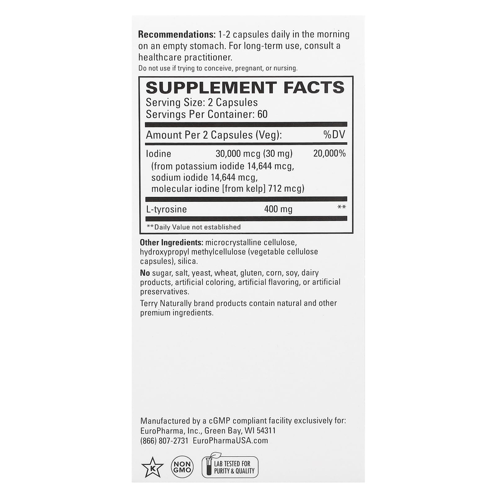 Terry Naturally, Thyroid Care, 120 капсул