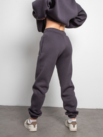 Брюки джоггеры женские графит с начесом