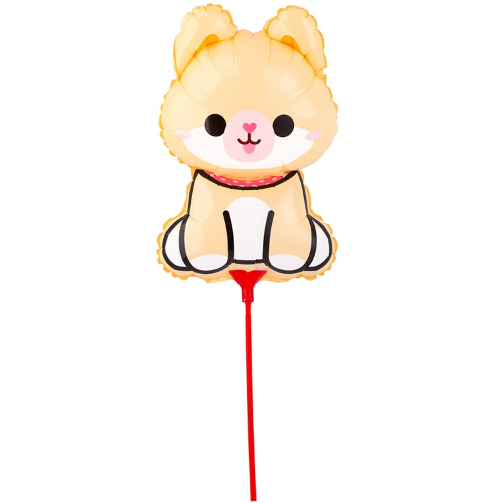 Шар Фольгированный Щенок бежевый на палочке (Бежевый)