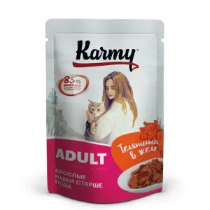 Влажный корм для кошек, Karmy ADULT, телятина в желе, пауч