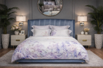 Кровать Garda Decor Одри (Odry) c подъем.мех.вельвет синий Velv-SIN 186*220*120
