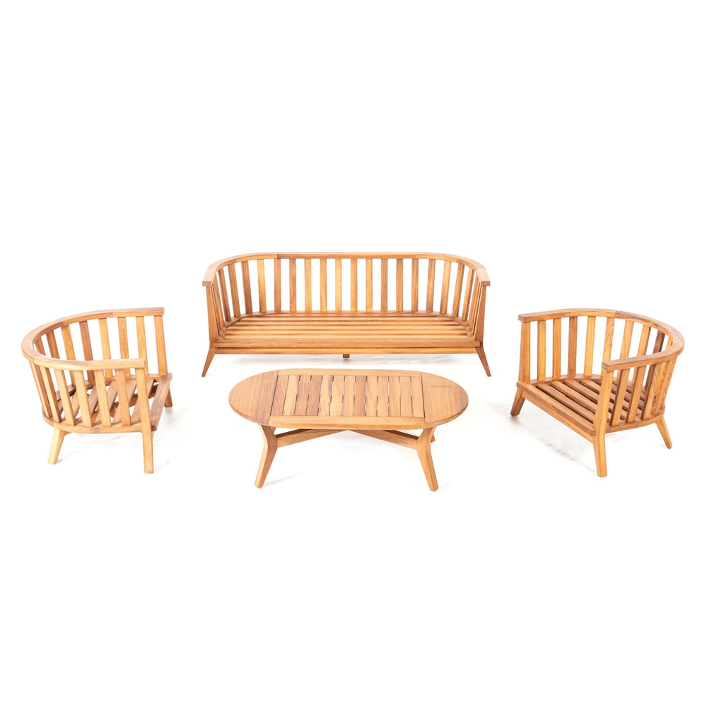 MOON SET Комплект мебели (Диван, 2 кресла, кофейный стол), дерево массив ироко