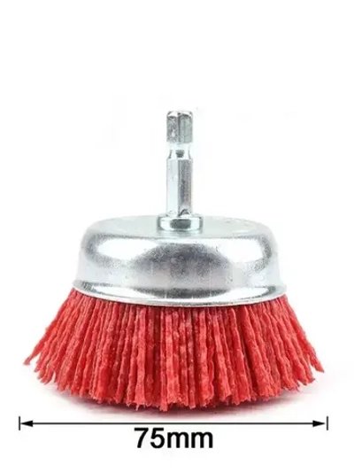 Щетка нейлоновая для дрели, Корщетка "чашка" насадка на дрель нейлоновая 75 х 6 мм