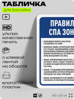 Табличка для бассейна "Правила спа-зоны", на пляж, для общественной и частной зоны отдыха, информационная, 40х30 см, Silver Plane x Айдентика Технолоджи