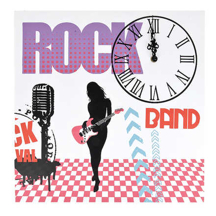 Часы декоративные (настенные) "Rock-n-Roll" 40*40*2см. (батарейка-1"АА") (min2) (дерево) (без подаро