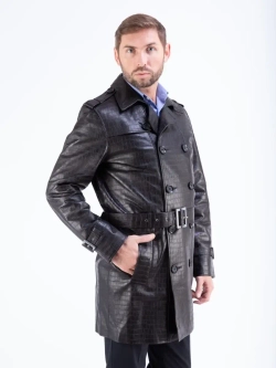 Плащ мужской кожаный  натуральный тренч