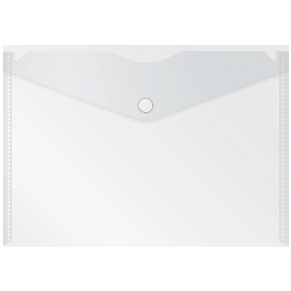 Папка-конверт на кнопке Бюрократ, А5, 180 мкм, прозрачная