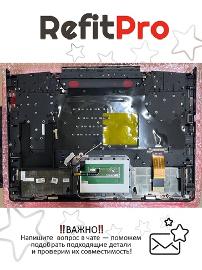 Верхняя панель с клавиатурой (топкейс) для ноутбука Lenovo Y910-17ISK черная, с подсветкой, раскладка - русская (5CB0M56040)