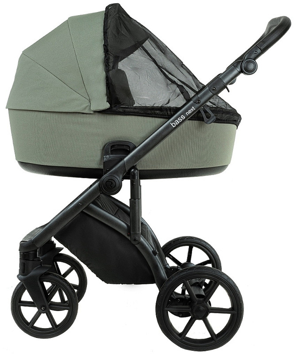 Детская коляска Roan Bass Next 2.0 3 в 1 с автокреслом Tutis Elo Lux EduSky Black BSN/43/2 Sage Green/Black/руч.Black