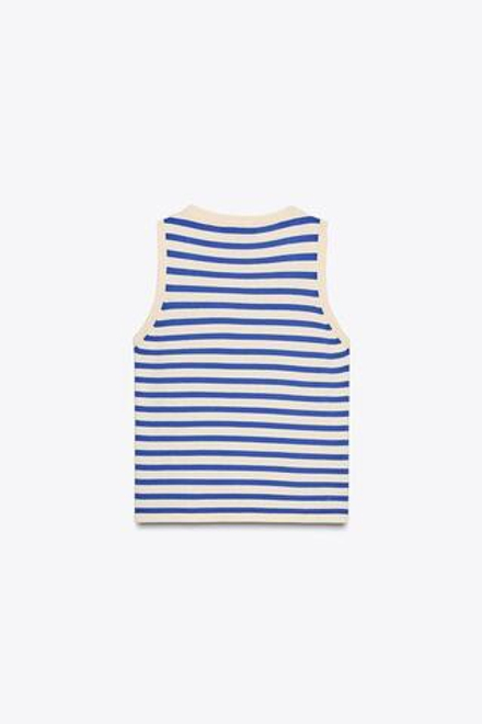 ZARA ТОП В ПОЛОСКУ, ЭКРЮ/СИНИЙ