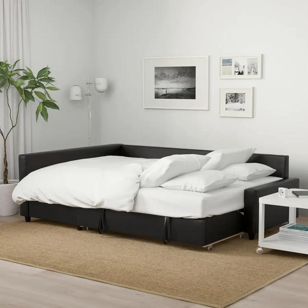 Угловой диван с функцией сна - IKEA FRIHETEN/ФРИХЕТЕН ИКЕА, 86х151х230 см, черный