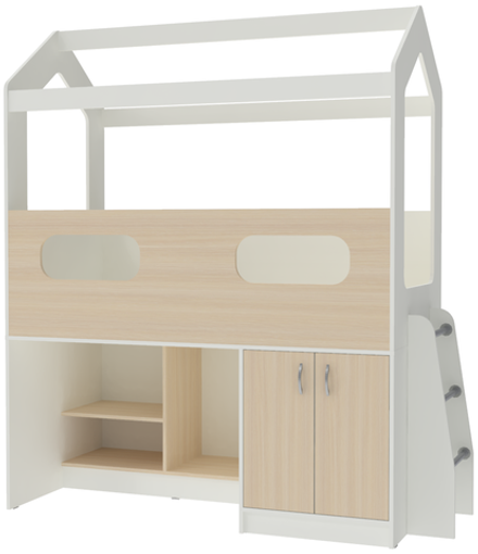 Кровать-чердак КарИВи ДС-12 Белый   Дуб Молочный