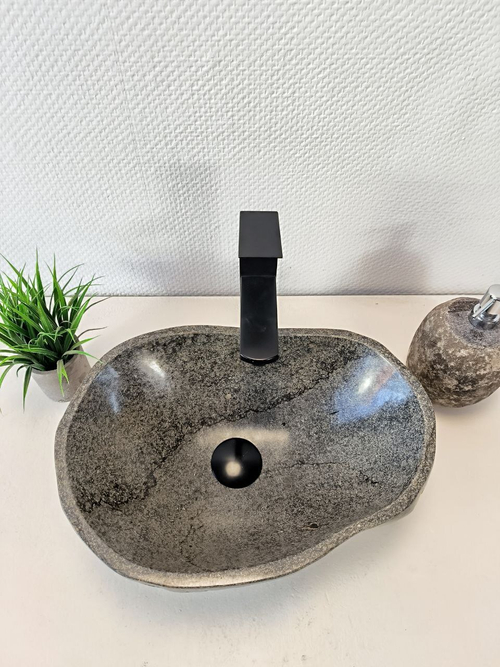Раковина из речного камня RS-65955 42х31х15 из натурального камня