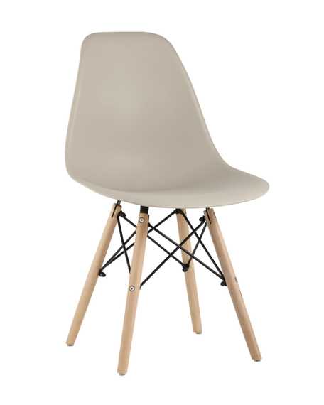 Eames Style DSW бежевый пластик, стальной каркас, натуральный массив бука